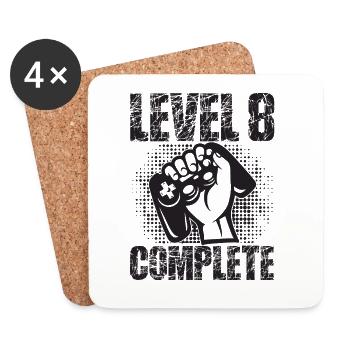 Level 8 Complete Birthday Gift 8 Years Gamer - Coasters (set of 4) - white - Front