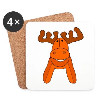 Fröhlicher Elch - Happy Moose - Untersetzer (4er-Set) - Weiß - Vorne