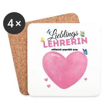 Lieblings Lehrerin 2024 - Untersetzer (4er-Set) - Weiß - Vorne