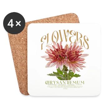 Chrysanthemum Chrysanthemums - Coasters (set of 4) - white - Front