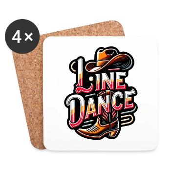 Colorful line dance design with cowboy hat - Coasters (set of 4) - white - Front