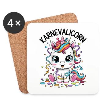 Einhorn Kostüm Mädchen Fasching Karneval - Untersetzer (4er-Set) - Weiß - Vorne