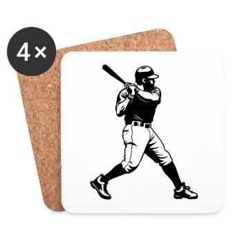 Baseball Player Silhouette Batter - Sports Design - Untersetzer (4er-Set) - Weiß - Vorne