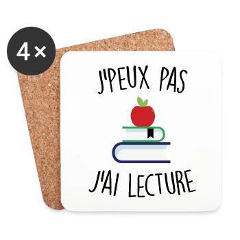 J'peux pas j'ai lecture - Dessous de verre (lot de 4) - blanc - Devant