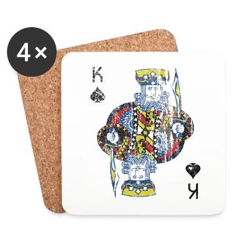 Carte de poker costume de roi - Dessous de verre (lot de 4) - blanc - Devant