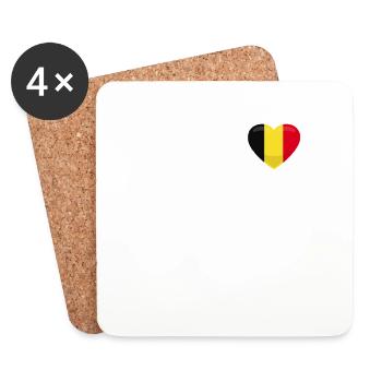 Drapeau belge Belgique Coeur Belge Belge femme - Dessous de verre (lot de 4) - blanc - Devant