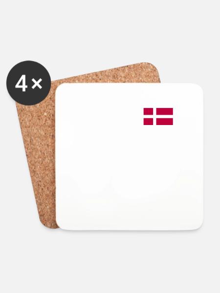 Dänemark Fahne Dänische Flagge Danmark Denmark - Untersetzer (4er-Set) - Weiß