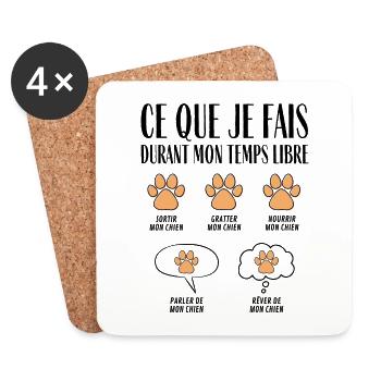 Ce que je fais durant mon temps libre Chien - Dessous de verre (lot de 4) - blanc - Devant