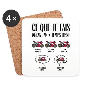 Ce que je fais durant mon temps libre Moto - Dessous de verre (lot de 4) - blanc - Devant