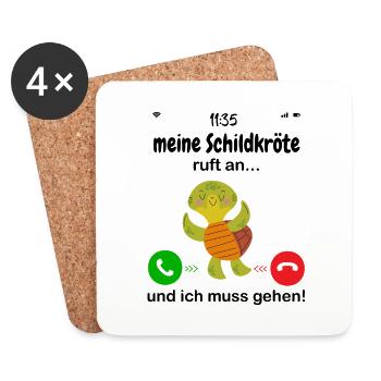 Meine Schildkröte Ruft An... und ich muss gehen - Untersetzer (4er-Set) - Weiß - Vorne