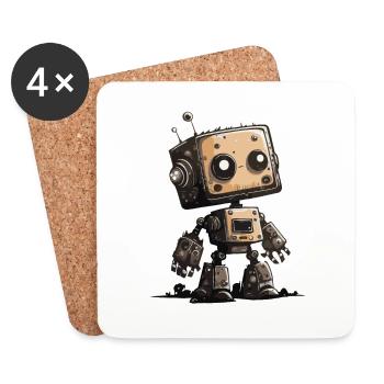 Petit Robot - Dessous de verre (lot de 4) - blanc - Devant