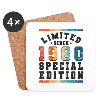 Edition limitée depuis 1980 Cadeau d’anniversaire - Dessous de verre (lot de 4) - blanc - Devant