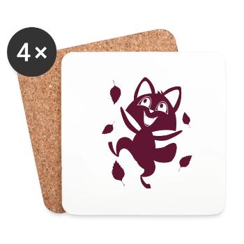 Renard - Animal, Zoo, Amoureux des animaux, Conservation de la nature - Dessous de verre (lot de 4) - blanc - Devant