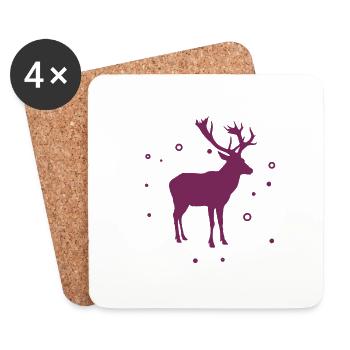 Deer - Forest, Nature, Animal Welfare - Coasters (set of 4) - white - Front