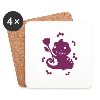 Gecko - Animal amphibien - Dessous de verre (lot de 4) - blanc - Devant