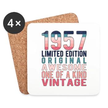 Edition limitée depuis 1957 Anniversaire Millésime 1957 - Dessous de verre (lot de 4) - blanc - Devant
