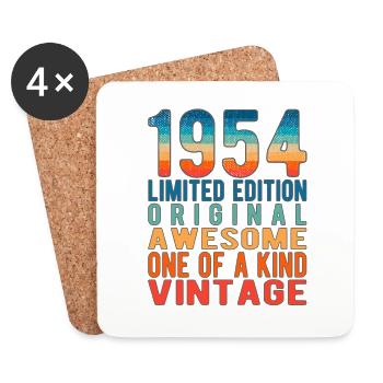 Edition limitée depuis 1954 Anniversaire Millésime 1954 - Dessous de verre (lot de 4) - blanc - Devant