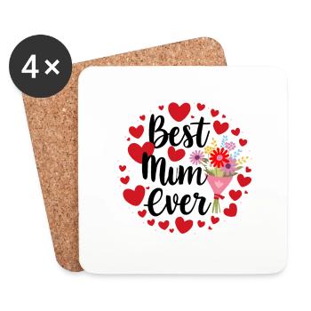 Beste Mama für immer - zum Muttertag Geschenk - Untersetzer (4er-Set) - Weiß - Vorne