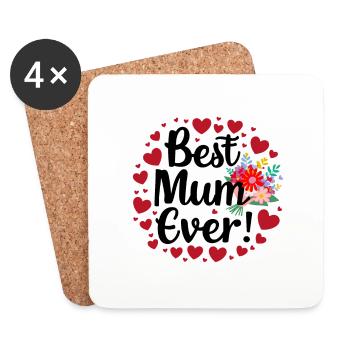 Beste Mama für immer - zum Muttertag Geschenk - Untersetzer (4er-Set) - Weiß - Vorne
