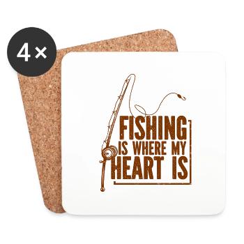 Angler Fishing Hook Fishing Rod Sport Fisherman - Coasters (set of 4) - white - Front