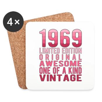 Limited Edition seit 1969 Geburtstag Vintage 1969 - Untersetzer (4er-Set) - Weiß - Vorne