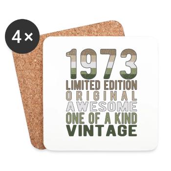 Limited Edition seit 1973 Geburtstag Vintage 1973 - Untersetzer (4er-Set) - Weiß - Vorne