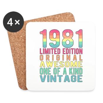 Limited Edition seit 1981 Geburtstag Vintage 1981 - Untersetzer (4er-Set) - Weiß - Vorne