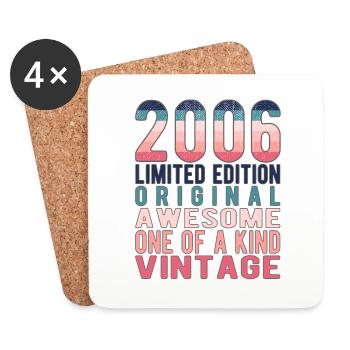 Limited Edition seit 2006 Geburtstag Vintage 2006 - Untersetzer (4er-Set) - Weiß - Vorne