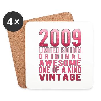 Limited Edition Since 2009 Birthday Vintage 2009 - Coasters (set of 4) - white - Front