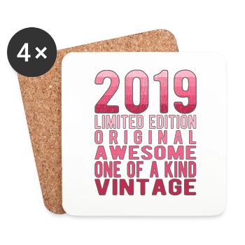 Edition limitée depuis 2019 Anniversaire Millésime 2019 - Dessous de verre (lot de 4) - blanc - Devant