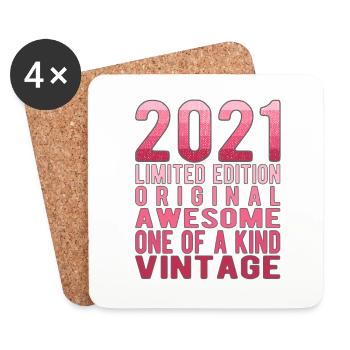 Edition limitée depuis 2021 Anniversaire Millésime 2021 - Dessous de verre (lot de 4) - blanc - Devant