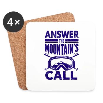 Skiing Snowboard Mountains Holiday Snow Freestyle - Coasters (set of 4) - white - Front