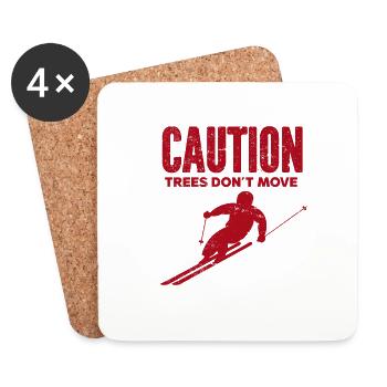 Skiing Snowboard Mountains Holiday Snow Freestyle - Coasters (set of 4) - white - Front