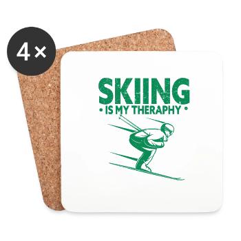 Skiing Snowboard Mountains Holiday Snow Freestyle - Coasters (set of 4) - white - Front
