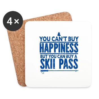 Skiing Snowboard Mountains Holiday Snow Freestyle - Coasters (set of 4) - white - Front