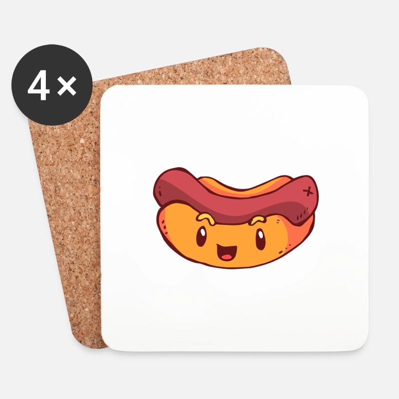 Hot Dog - Untersetzer (4er-Set) - Weiß