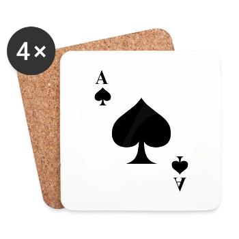 Pik Ass - Untersetzer (4er-Set) - Weiß - Vorne