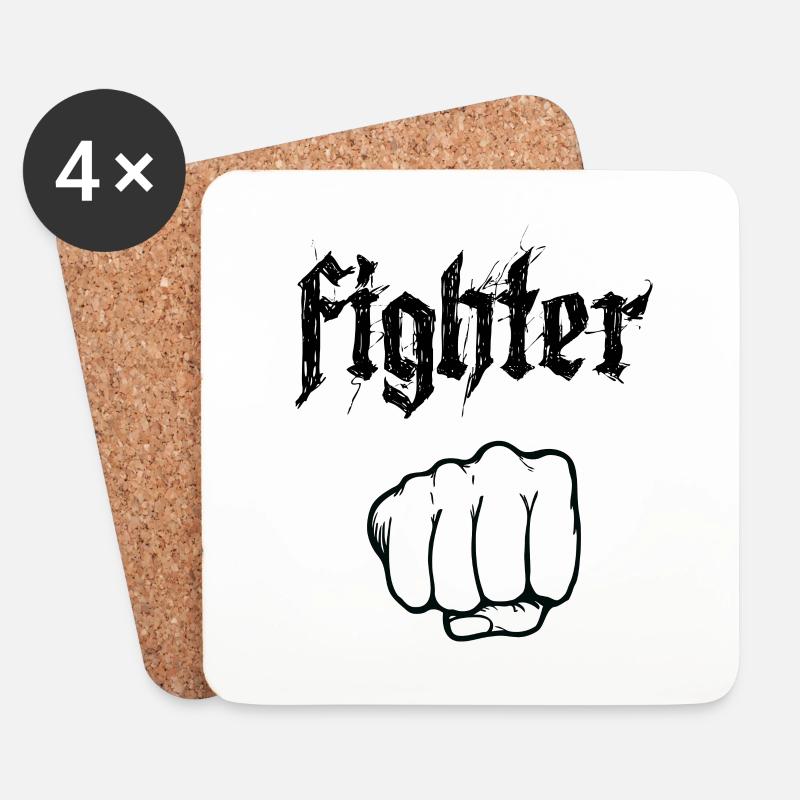 Kämpfer - Kampf - Untersetzer (4er-Set) - Weiß