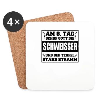GOTT SCHUF DEN SCHWEISSER schweissen Baustellen - Untersetzer (4er-Set) - Weiß - Vorne