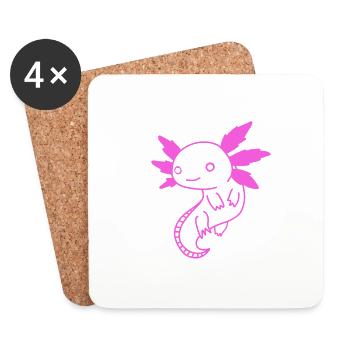 Axolotl Autocollant Amphibiens Roses - Dessous de verre (lot de 4) - blanc - Devant