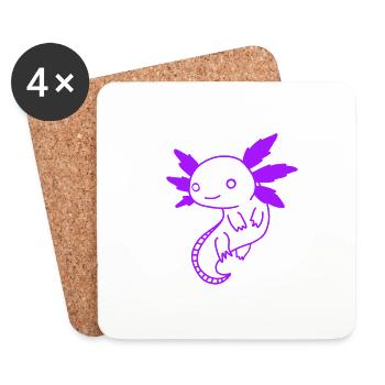 Axolotl Purple Violet Animal Welfare Amphibians - Coasters (set of 4) - white - Front