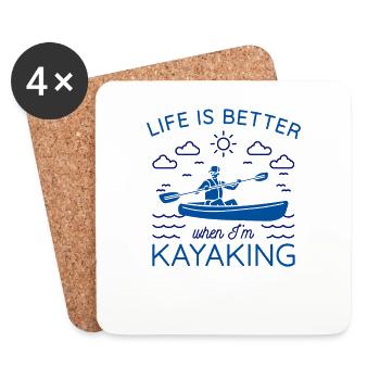 KAYAKS CANOË RAFTING PÉDALO Kayak KAYAK KAYAK KAYAK - Dessous de verre (lot de 4) - blanc - Devant