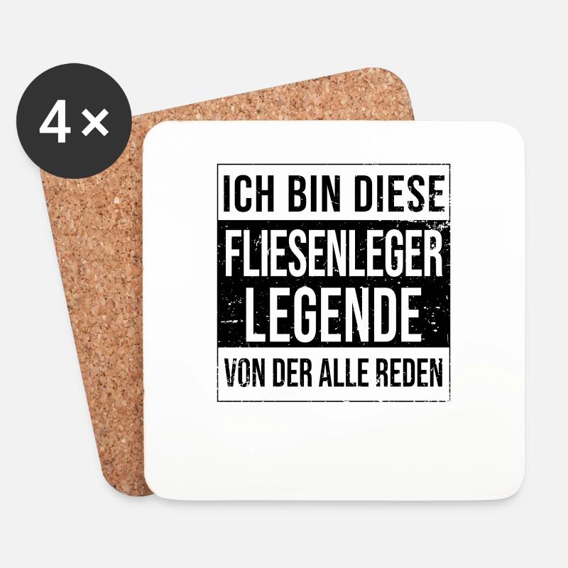 Bodenleger Geburtstag geboren Legende Fliesenleger - Untersetzer (4er-Set) - Weiß