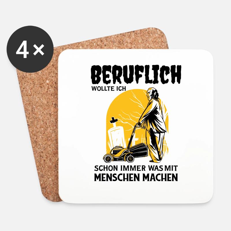 Grabpfleger Friedhof-Landschaftsgärtner - Untersetzer (4er-Set) - Weiß