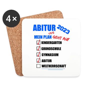 Abitur Abi 2023 Abitur bestanden WELTHERRSCHAFT - Untersetzer (4er-Set) - Weiß - Vorne