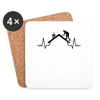 Couvreur Artisan Heartbeat Roofer - Dessous de verre (lot de 4) - blanc - Devant