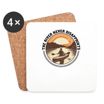 Canoë Canadier-Canoë Kayak Water-Paddle - Dessous de verre (lot de 4) - blanc - Devant