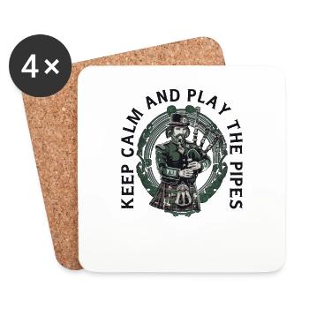 Bagpiper Scottish bagpipe-playing - Coasters (set of 4) - white - Front