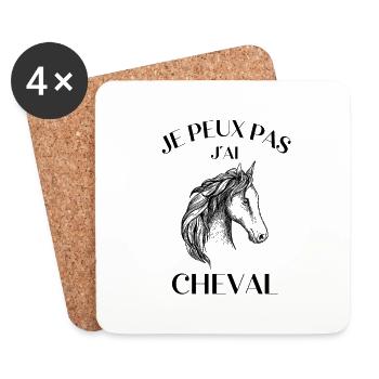 Je Peux Pas J'Ai Poney Cheval - Dessous de verre (lot de 4) - blanc - Devant