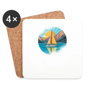Voilier Voilier Voilier Yacht Vintage Voile - Dessous de verre (lot de 4) - blanc - Devant